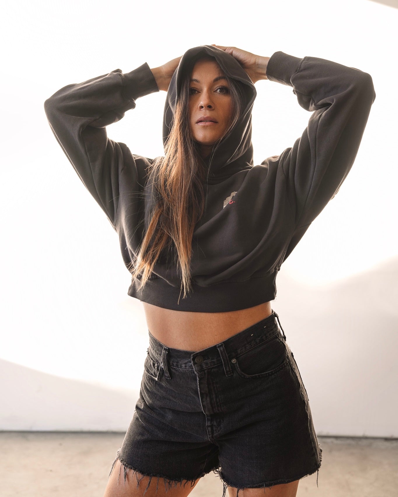 Two Arrows Grey Cropped Hoodie