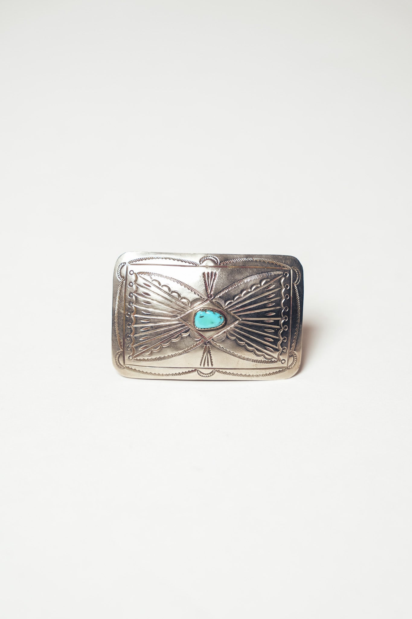 Vintage Turquoise Silver Belt Buckle