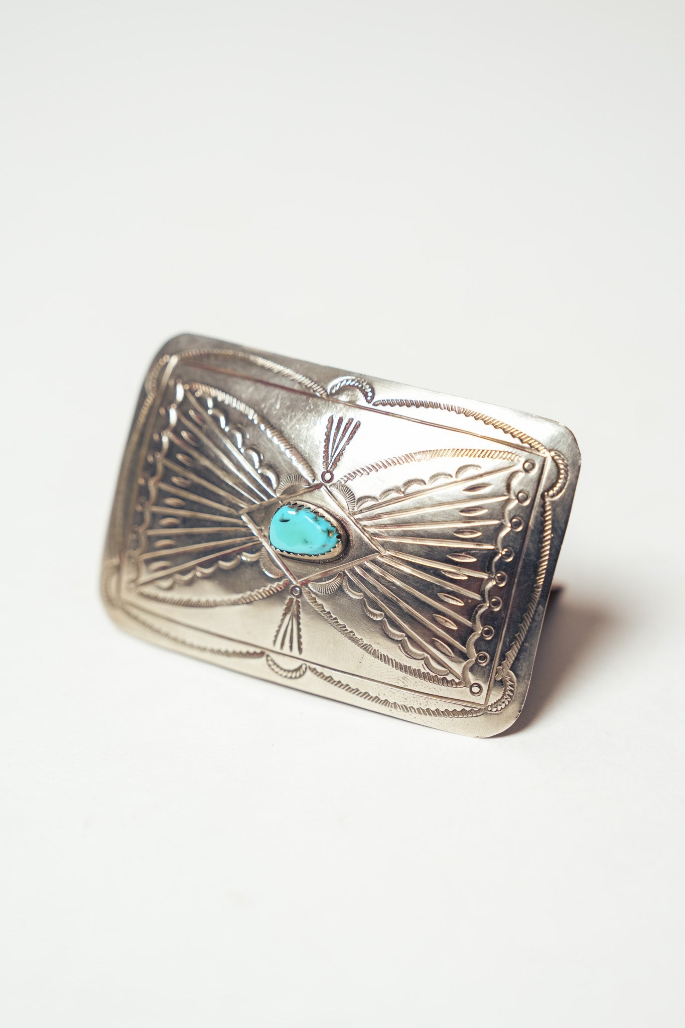 Vintage Turquoise Silver Belt Buckle