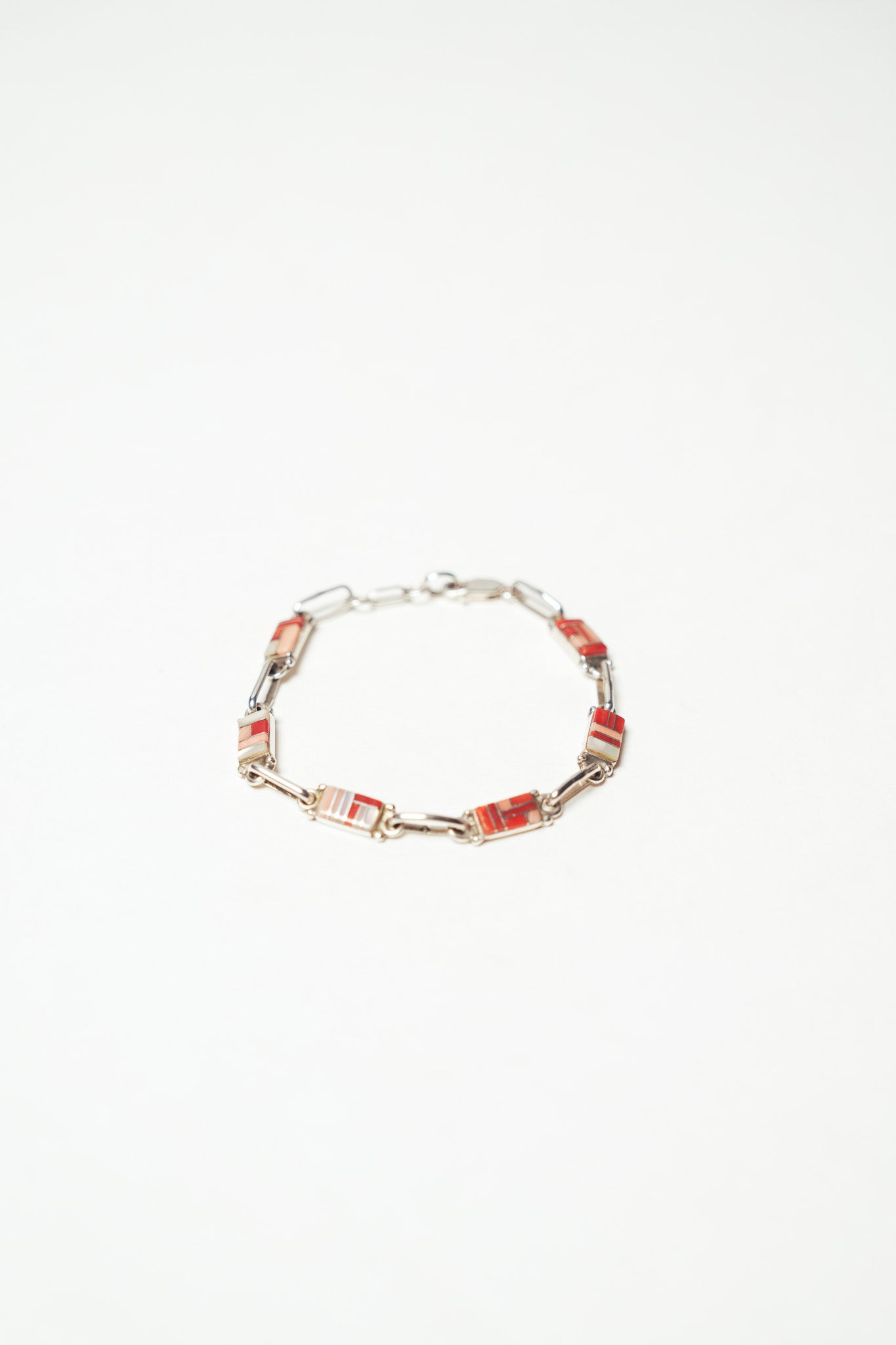 Zuni Inlay Coral Bracelet