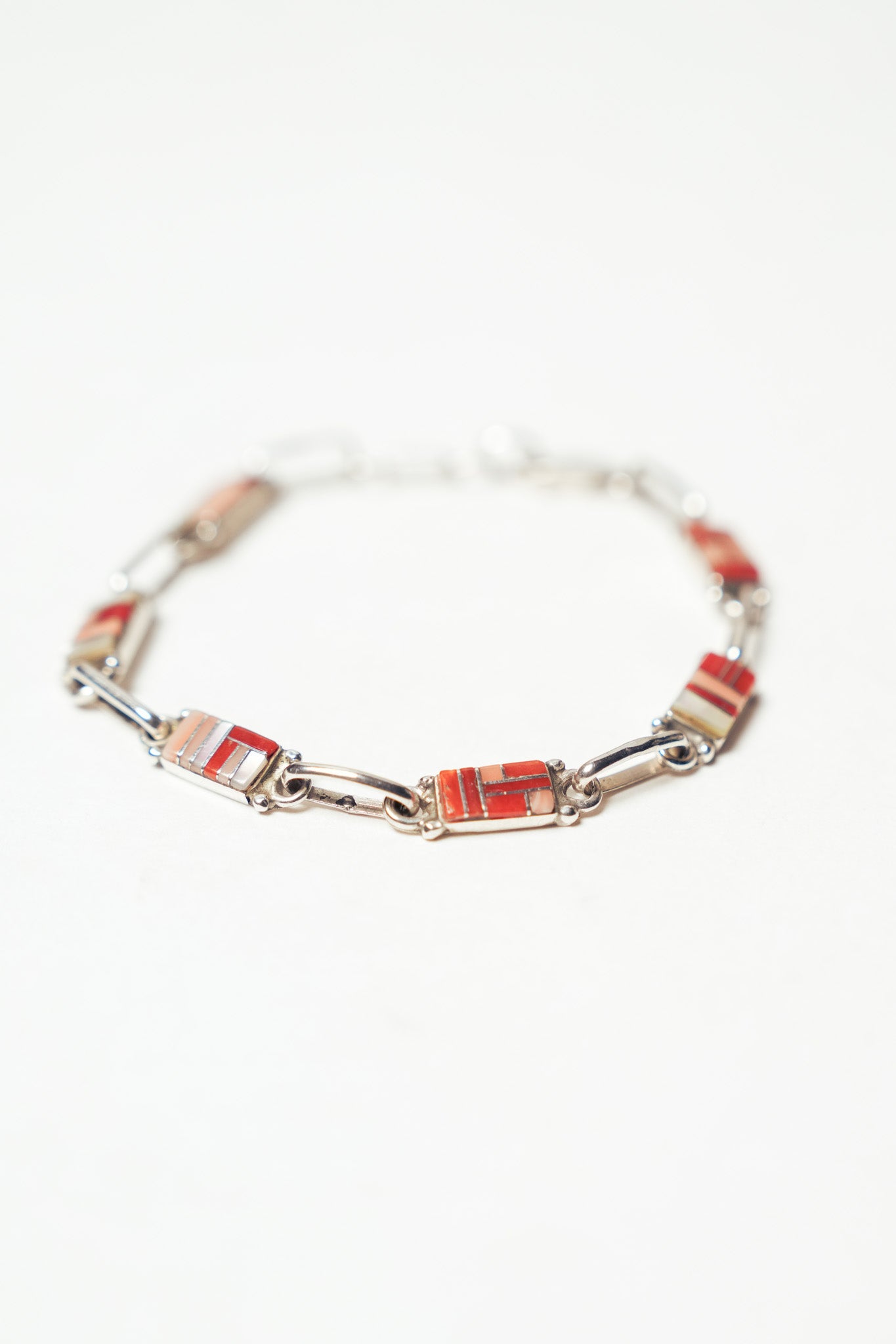 Zuni Inlay Coral Bracelet