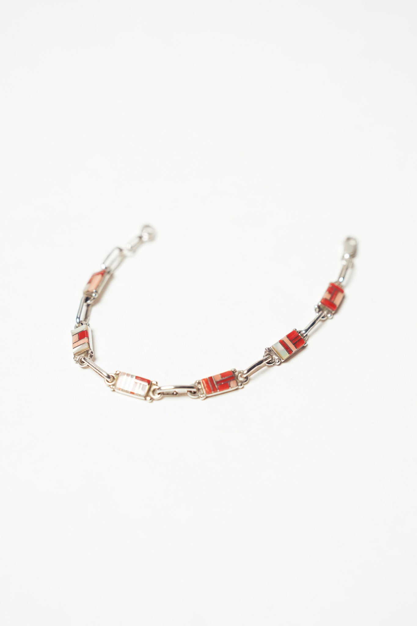 Zuni Inlay Coral Bracelet