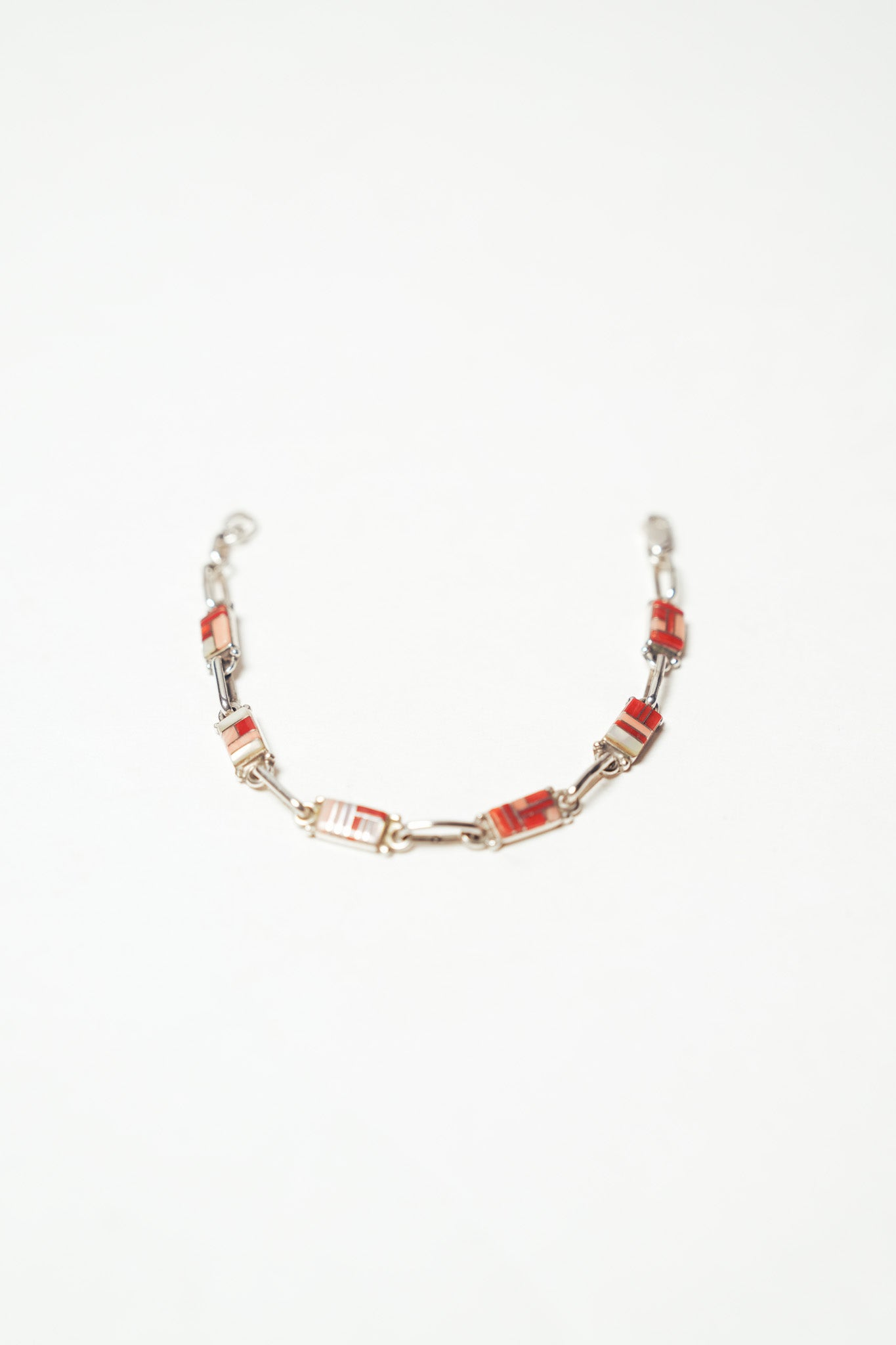 Zuni Inlay Coral Bracelet