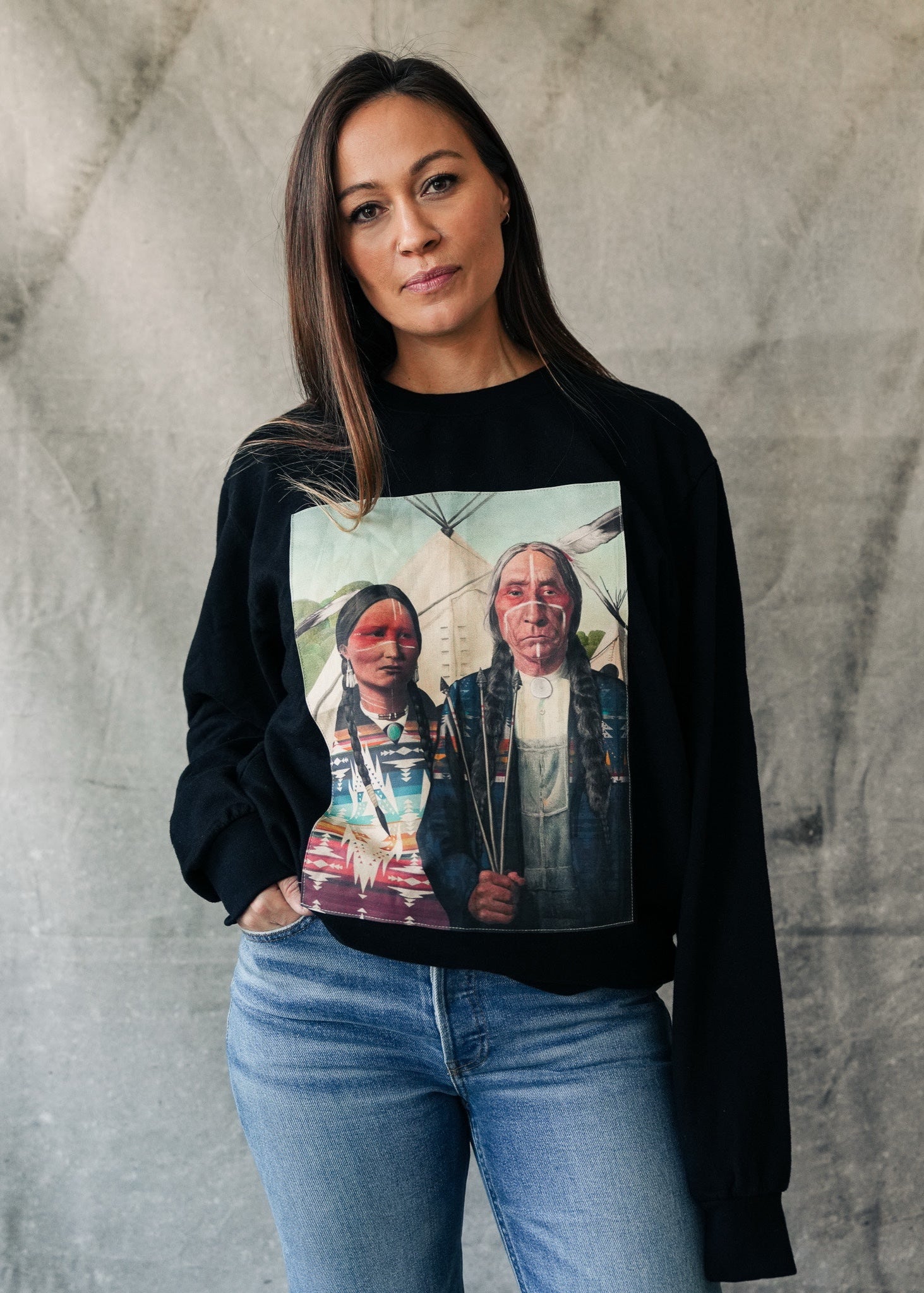 NATIVE AMERICAN GOTHIC FINE ART SWEATER